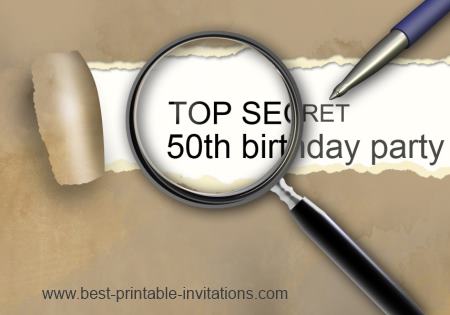 Top Secret Surprise 50th Birthday Invitations - Free and Printable
