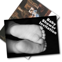 unique baby shower invitations - baby feet and painting