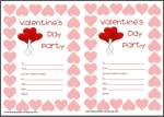 Pink heart valentine party invitations - free printable