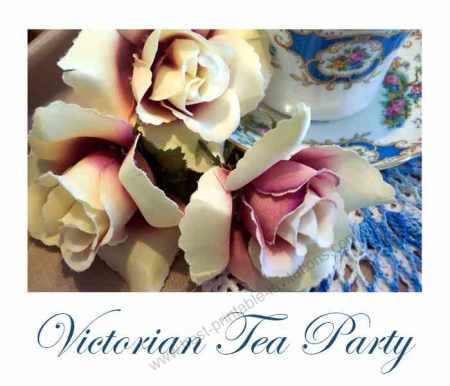 Free printable Victorian tea party invitations - flowers and teacup design