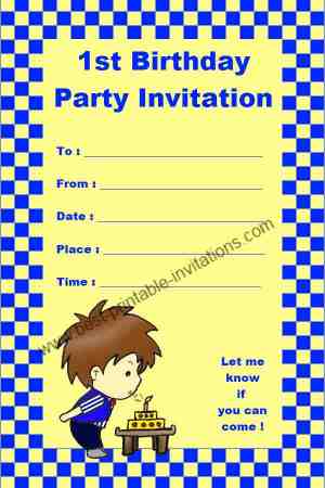 Free printable 1st Birthday Invitation