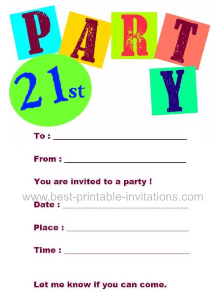 21st birthday party invitations