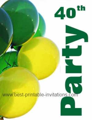 Free printable 40th Birthday Party Invitations