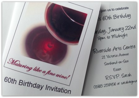 60th Birthday Party Invitations - Maturing like a fine wine!