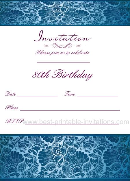80th Birthday Invitation - Free printable invite