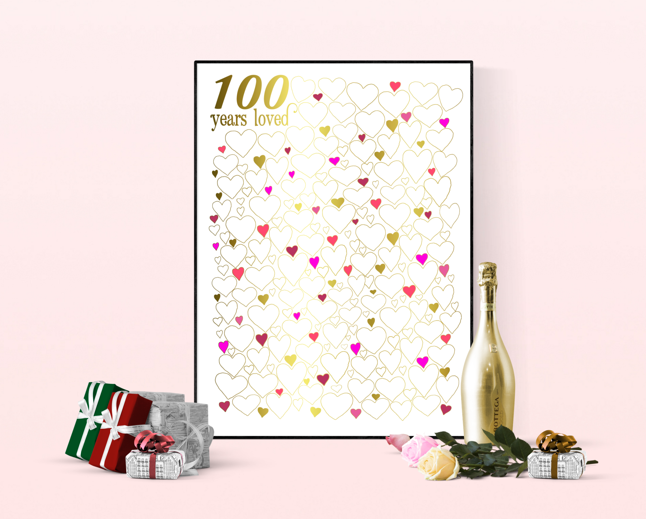 100 years loved poster - 100th birthday gift idea www.fromtherookery.com