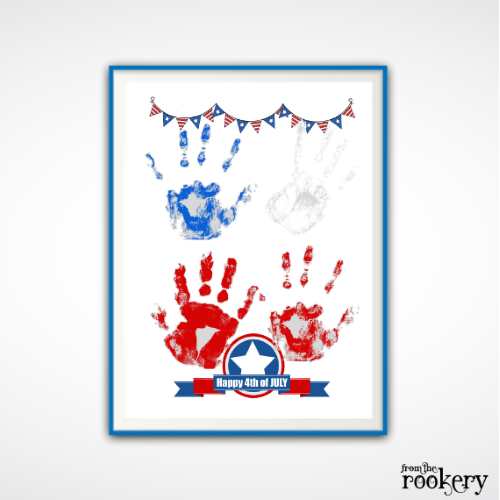 $th of July Handprint Art Template