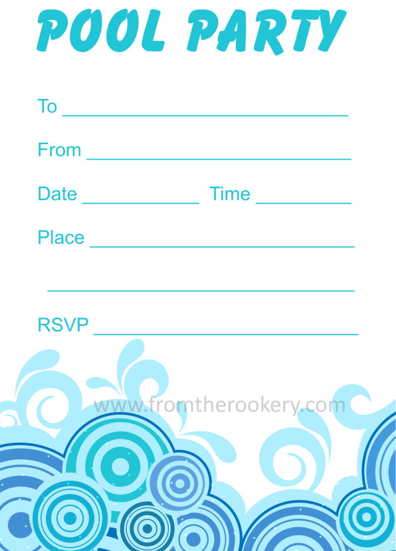 Adult Pool Party Invitations - Free Printable