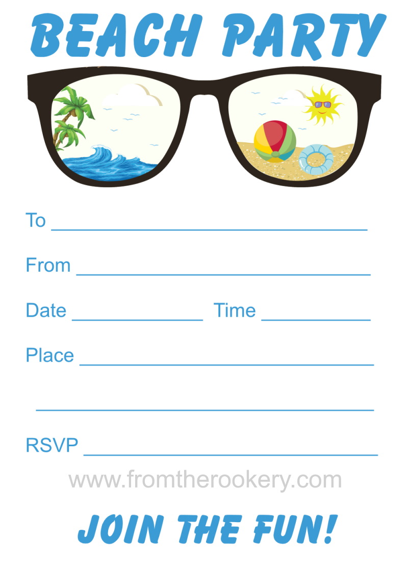 Beach Party Invitation - Free Printable