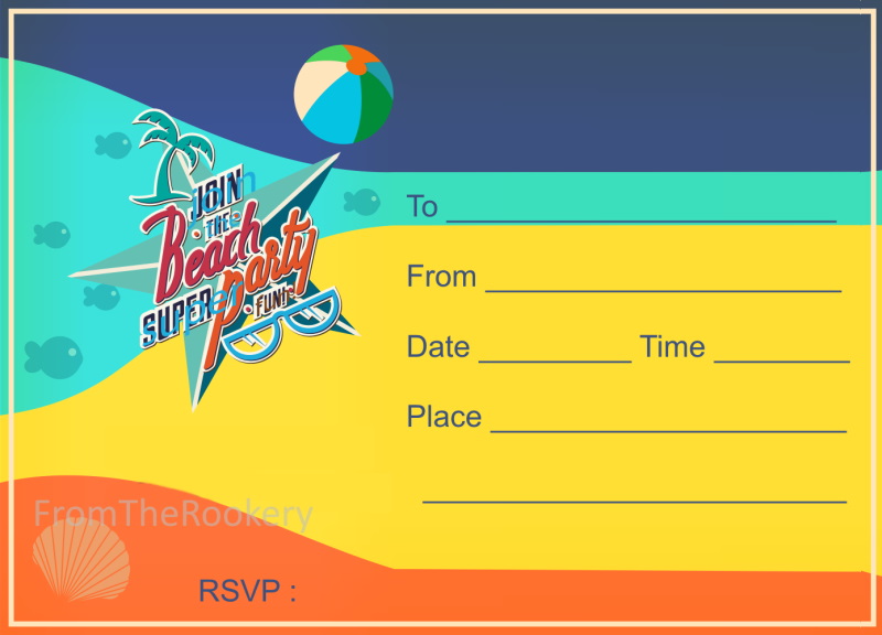 Beach Party Invitations for Boys