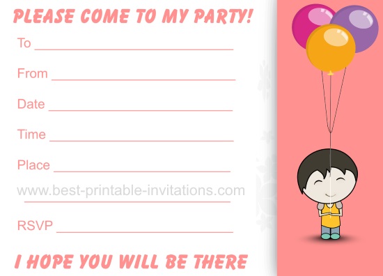 Birthday Invitations - Free Printable Kids Party Invites