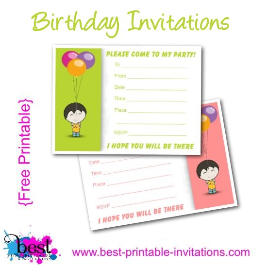 Printable Birthday Invitations Free - Kids Party Invites