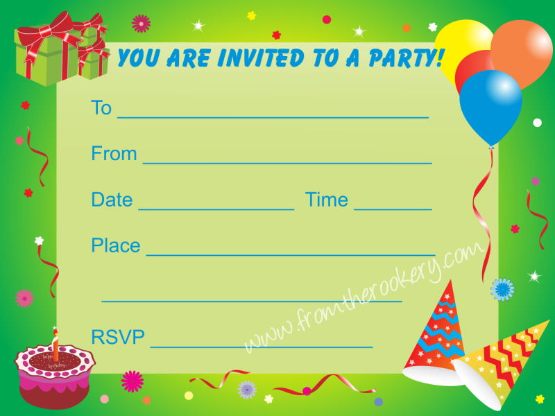 Birthday Party Invitations for Kids - Printable Invite Cards