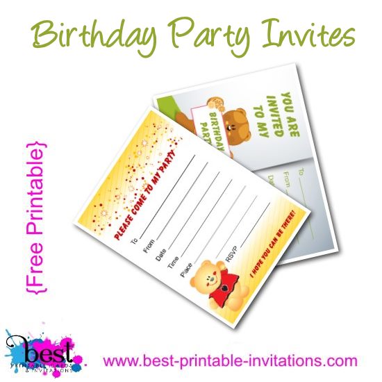 Free Printable Birthday Party Invites - Kids