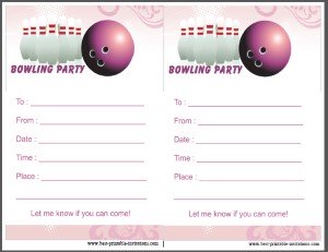 Pink Bowling Birthday Party Invites