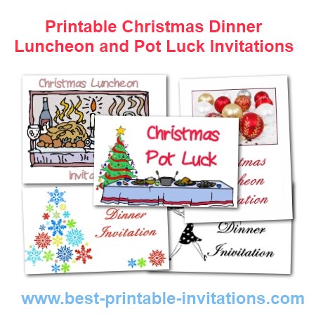 Free printable Christmas dinner, luncheon and potluck invitations
