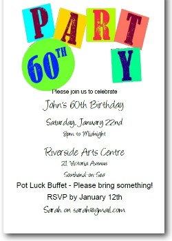 Customized 60th Birthday Party Invite