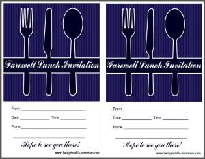 Free printable Farewell lunch invite