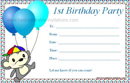 Free Printable First Birthday Party Invitations