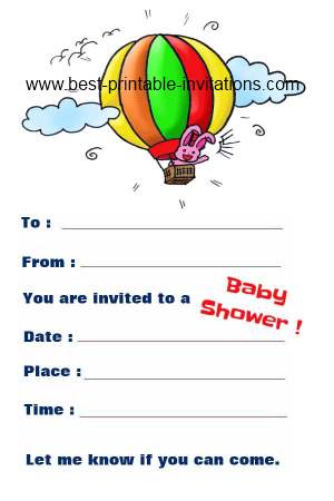 Free Baby Shower Invitations - Rabbit Design Printable Invites