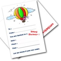 Free baby shower invitations - rabbit in hot air balloon