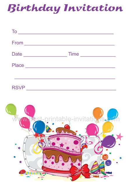 Free birthday invitations - printable party invites