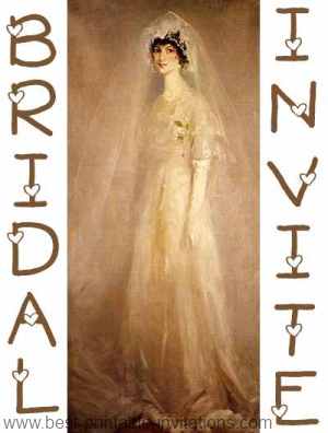 Free Bridal Shower Invitations - sepia bride in veil