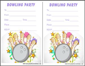 Printable Bowling Invites - Free invitation cards