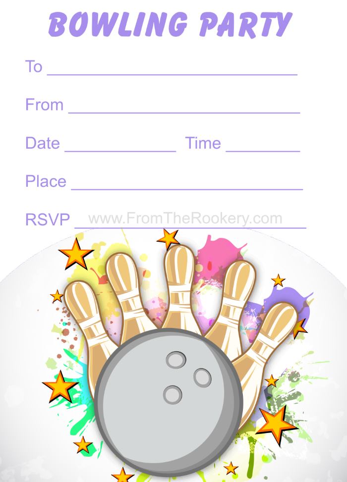 Kids Free Printable Bowling Invitations - Birthday Party Invites for Girls