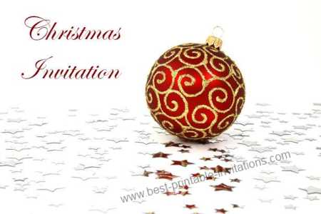 Free printable Christmas invitations - Red Bauble