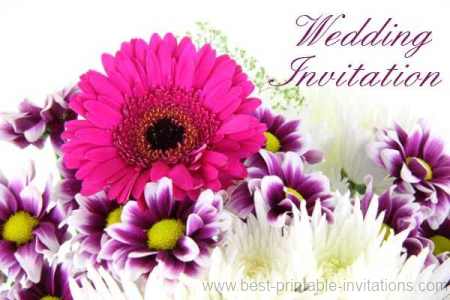 Free Printable Wedding Invitations - bright pink and purple flowers