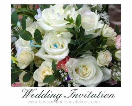 Free Printable Wedding Invitations - unique white rose bouquet
