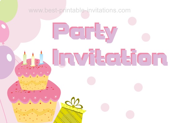 Kids Invitations Party Cards