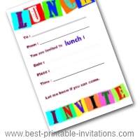 Bright Lunch Invitations - Free printable invitation cards