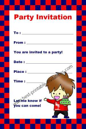 Printable Kids Birthday Invitations - Free Boy Party Invitations