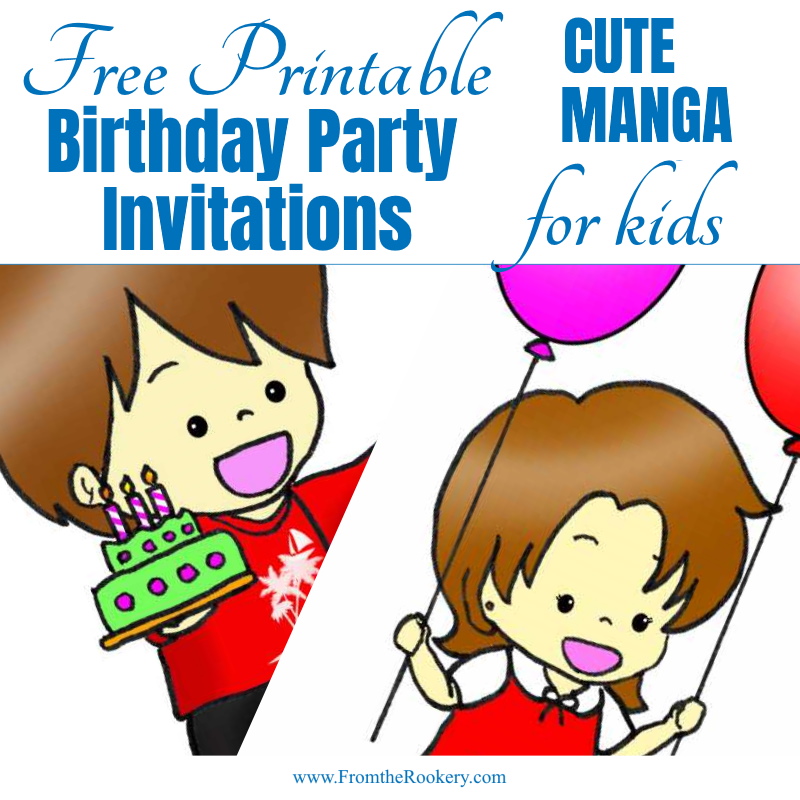 Cute manga birthday invitations for kids