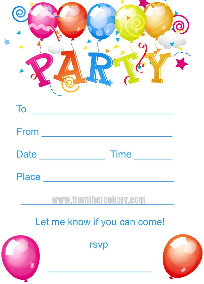 Printable Kids Birthday Party Invites