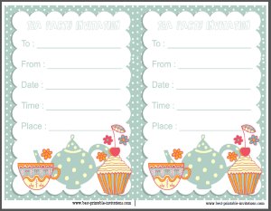 Free printable invite - Kids Tea Party