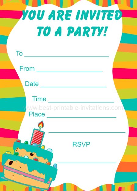 Party Invitations for Kids - Free printable birthday invites