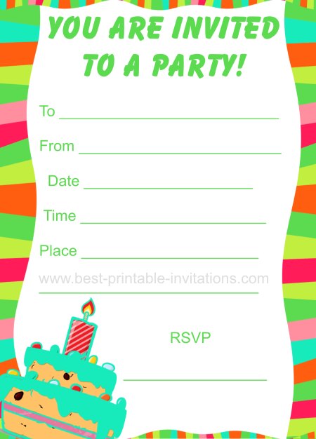 Party Invitations For Kids - Printable Birthday Invites