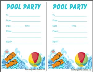 Pool Party Invitation - free printable invites