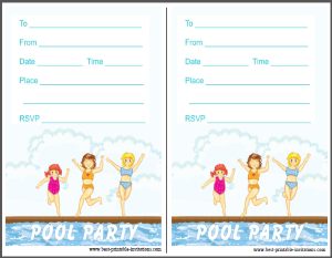 Printable pool party Invites
