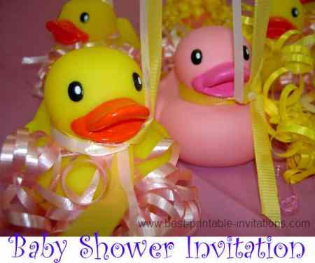 printable baby shower invitations - rubber ducky and ribbons