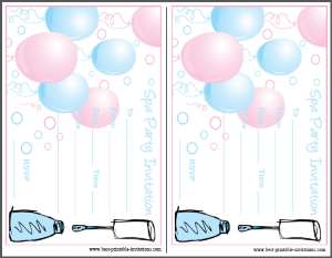 Free Spa Party Invitations - Printable Birthday Invites