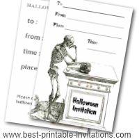 Spooky halloween party invitations - Free printable scary skeleton invites