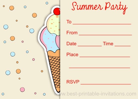 Kids Summer Party Invitations