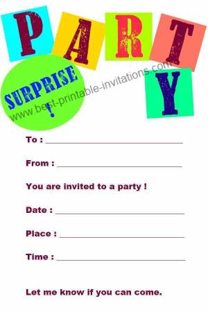 Surprise Birthday Invitations - Free Printable Party Invites