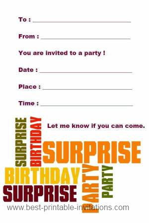 Surprise Birthday Invitations - Free Printable Party Invites